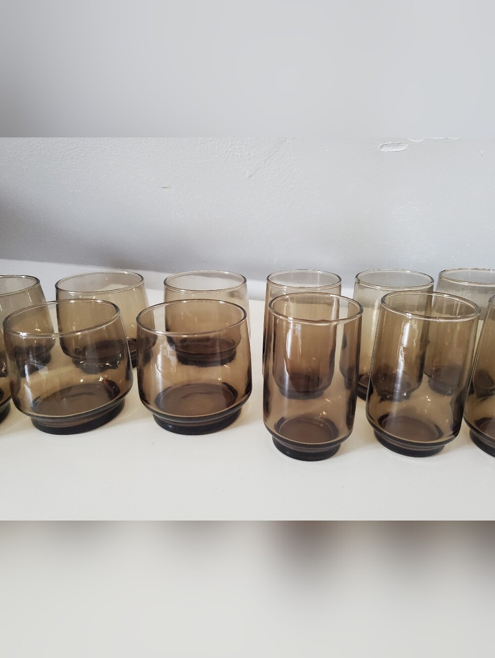 Vintage Dominion Glass Tawny Smoke Glasses Set of 12 Canadian Smoke Brown Glass